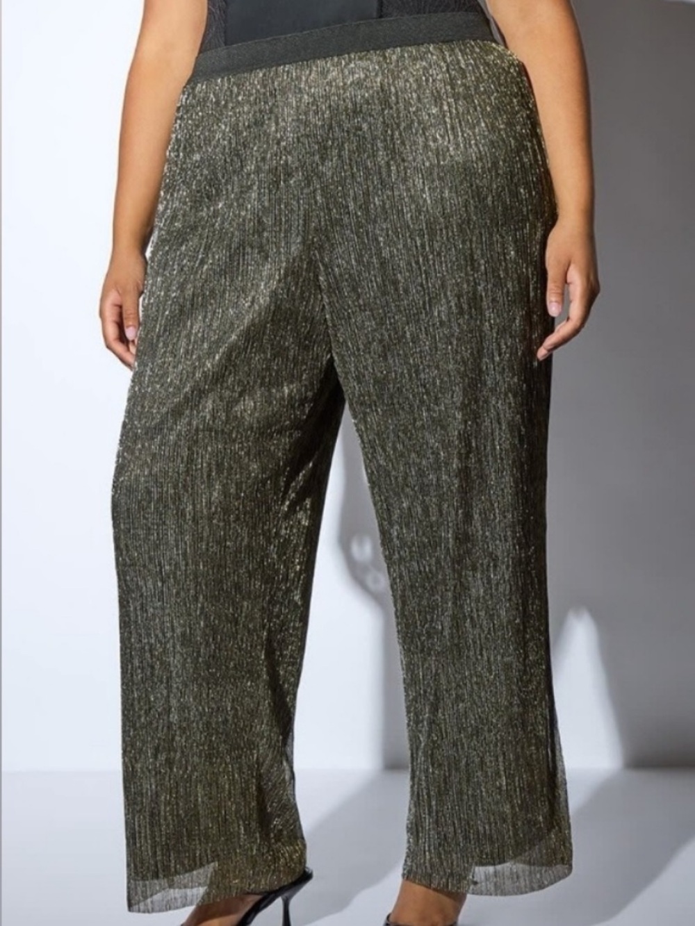 Meredith Penningtons Metallic Wide-Leg Pants